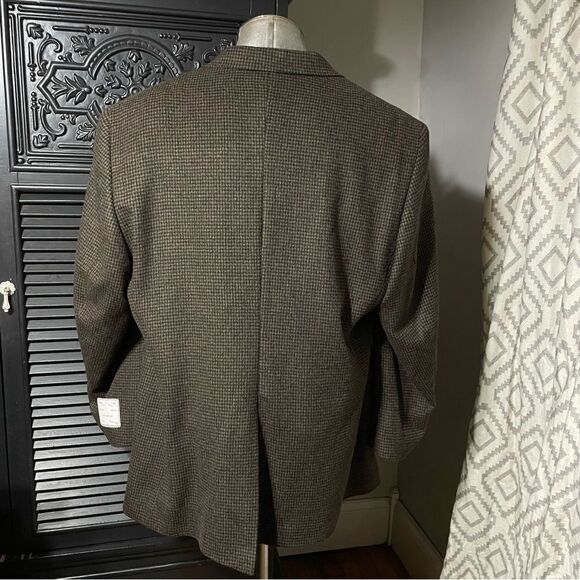 Jos A Bank Traveler’s‎ Collection Men's Beige Black Check Camel Hair Blazer 48R - Picture 3 of 12